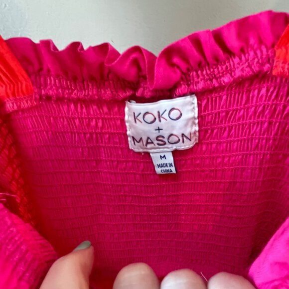 Koko‎ & Mason Tie Should Tiered Maxi Dress In Pink/ Orange- Size M - Picture 5 of 5
